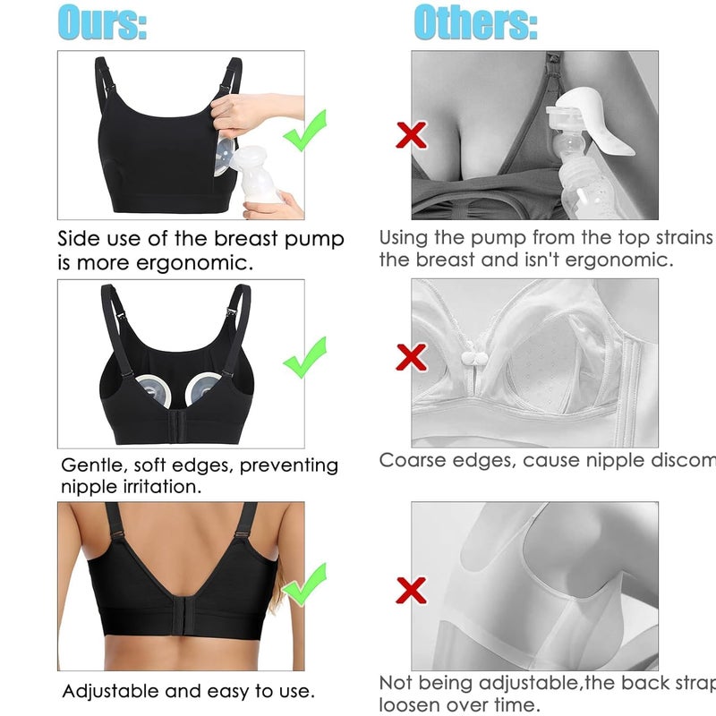 ENSDOAR Hands Free Pumping Bra Hands-Free Breast Pump Bra Nursing Bras for Pumping Adjustable Breast-Pumps Holding and Nursing Bra (Black, Large) - Image 5